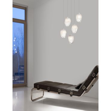 Nova Luce Ice - hanglamp - Ø 39 x 180 cm - wit en transparant