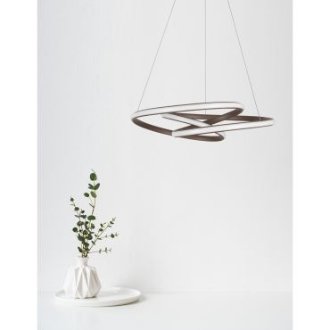 Nova Luce Menton - hanglamp - Ø 52 x 120 cm - 43W dimbare LED incl. - koffie