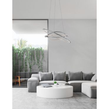Nova Luce Livorno - hanglamp - Ø 60 x 120 cm - 55W LED incl. - chroom