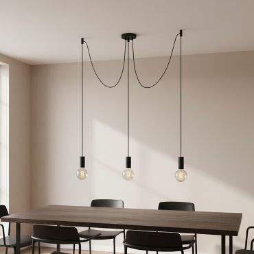 Lichtkoning E27 Pendant Tubes - hanglamp - Ø 4,2 x 209,5 cm - zwart