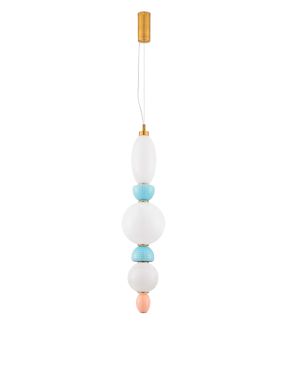 Nova Luce Obrie - hanglamp - Ø 20 x 215 cm - 27W LED incl. - messing goud, oranje en blauw