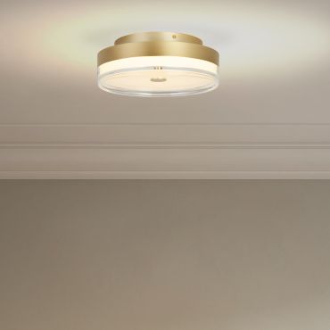 Searchlight Cyprus - plafondlamp - Ø 30 x 11 cm - 21W dimbare LED incl. - goud en transparant