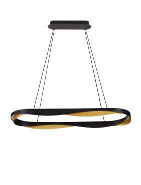Nova Luce Radon - hanglamp - Ø 100 x 160 cm - 62W dimbare LED incl. - mat zwart en goud