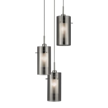 Searchlight Duo 2 - hanglamp - Ø 26 x 120 cm - gerookt en matglas