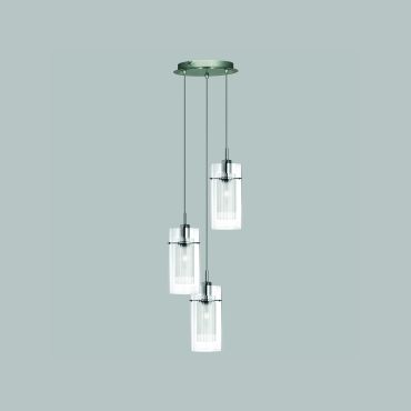Searchlight Duo 1 - hanglamp - Ø 26 x 120 cm - chroom en transparant
