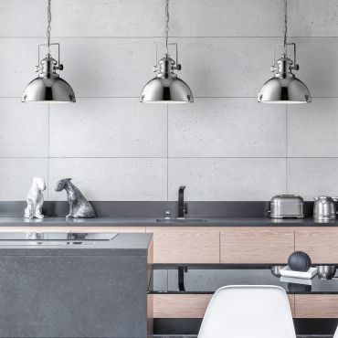 Searchlight Industrial Pendants - hanglamp - Ø 39 x 150 cm - chroom
