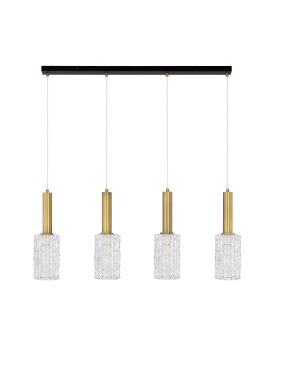 Nova Luce Certa - hanglamp - 90 x 120 x 12,5 cm - helder glas, messing goud en zwart