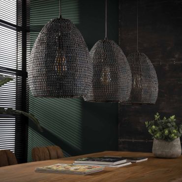 Vico Armor - hanglamp - 128 x 28 x 150 cm - zwart bruin