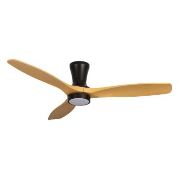 Faro Air - plafondventilator met licht - Ø 132 cm - zwart en hout