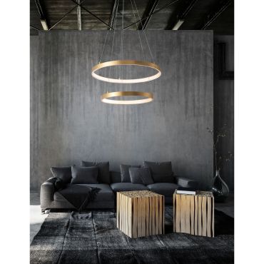 Nova Luce Leon - hanglamp - Ø 60 x 150 cm - 65W LED incl. - bladgoud