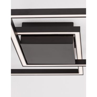 Nova Luce Bilbao - plafondverlichting - 46 x 46 x 6,5 cm - 25W LED incl. - mat zwart