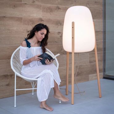 New Garden Rocket 145 - oplaadbare vloerlamp met zonnepaneel - Ø63,5 x 145 cm - 4,5W dimbare LED incl. - IP65 - wit