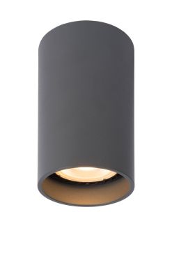 Lucide Delto - opbouwspot - Ø 5,5 x 10 cm - 5W dimbare LED incl. - dim to warm - grijs