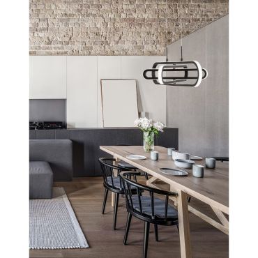 Nova Luce Arte - hanglamp - 64 x 44 x 120 cm - 50W dimbare LED incl. - mat zwart