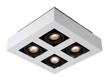 Lucide Xirax - opbouwspot - 25 x 25 x 8,8 cm - 4 x 5W dimbare LED incl. - dim to warm - wit