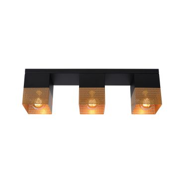 Lucide Renate - plafondverlichting - 54 x 10 x 16 cm - zwart en mat goud