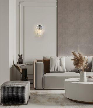Searchlight Empire - wandverlichting - 20 x 30 cm - IP44 - chroom