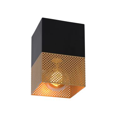 Lucide Renate - plafondverlichting - 10 x 10 x 16 cm - zwart en mat goud