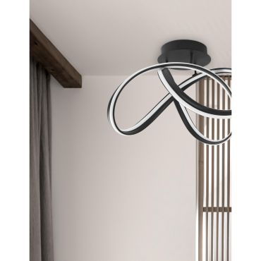 Nova Luce Truno - plafondverlichting - Ø 52 x 36 cm - 60W dimbare LED incl. - zand zwart