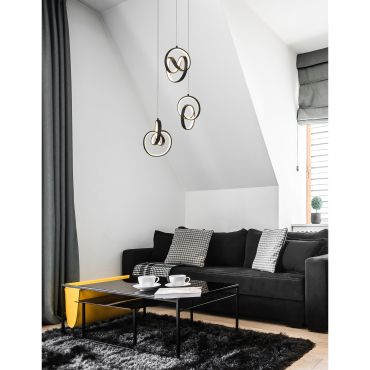 SHOWROOMMODEL - Nova Luce Rings - hanglamp - Ø 34 x 120 cm - 43W dimbare LED incl. - zand zwart