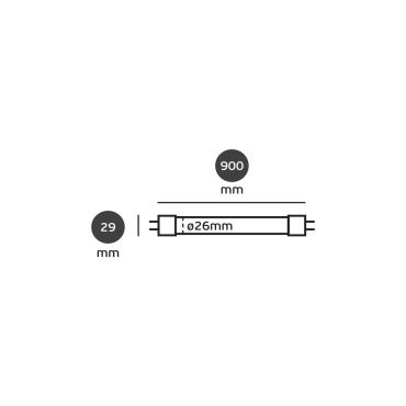 VK Lighting T8 LED TL buis - Ø 2,6 x 90 cm - G13 - 14W - niet-dimbaar - 3000K - dubbele eindvoeding