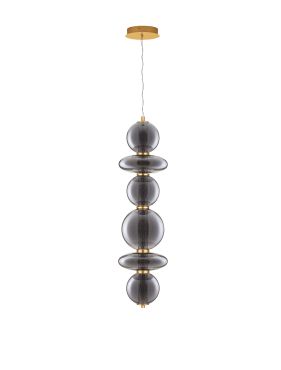 Nova Luce Navi - hanglamp - 17 x 22 x 200 cm - 27W LED incl. - messing goud en rookgrijs