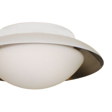 Artdelight Mush - badkamer plafondverlichting - Ø 25 x 9 cm - 10W LED incl. - IP44 - wit en staal