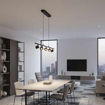 VK Lighting Pop 5L - hanglamp - 104 x 153,5 cm - 28W LED incl. - zwart