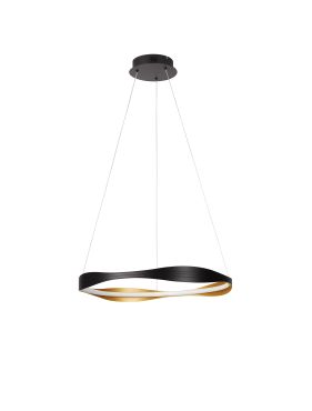 Nova Luce Dobi - hanglamp - Ø 60 x 120 cm - 32W dimbare LED incl. - zandzwart en goud