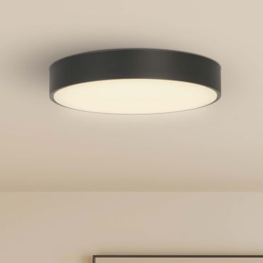 Searchlight Palma - plafondverlichting - Ø 25 x 4 cm - 12W LED incl. - zwart en opaal