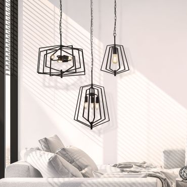 Searchlight Slinky - hanglamp - 35 x 35 x 110 cm - mat zwart