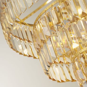 Searchlight Empire - hanglamp - Ø 48 x 150 cm - satijn messing en champagne