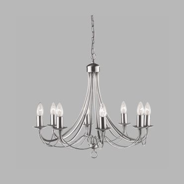 Searchlight Maypole - luster - Ø 60 x 100 cm - satijn zilver