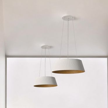 VK Lighting Aelia - hanglamp - Ø 46 x 150 cm - 30W dimbare LED incl. - wit en hout