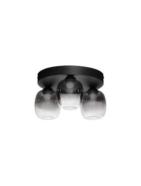 Nova Luce Kita - plafondlamp - Ø 36 x 21 cm - 16W dimbare LED incl. - zandzwart en rokerig glas